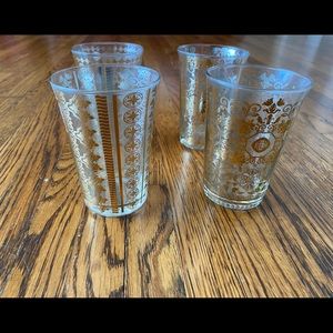 William Sonoma Mosaic Gold Leaf Tumbler Set of 4